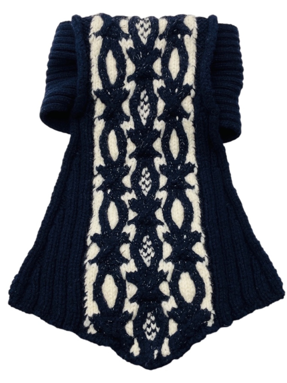 CHANEL NAVY / ECRU 2018 WOOL AND CASHMERE KNIT COLLAR
